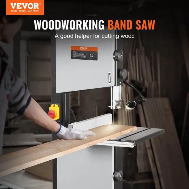 Alt view image 2 of 6 - Band Saw with Stand, 10-Inch, 560 & 1100 RPM Two-Speed Benchtop Bandsaw, 370W 1/2HP Motor with Metal Stand Optimized Work Light Workbench Fence and Miter Gauge, for Woodworking Aluminum Plastic