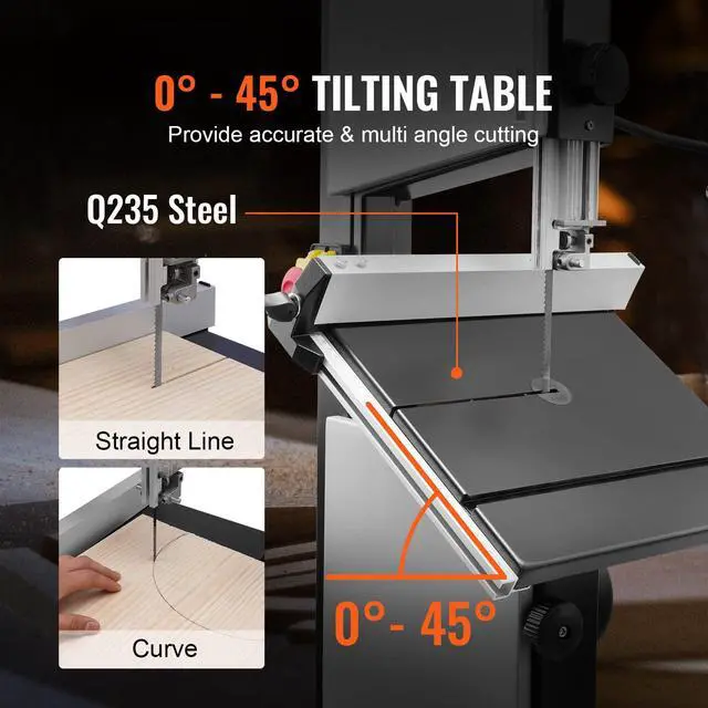 Alt view image 5 of 6 - Band Saw with Stand, 10-Inch, 560 & 1100 RPM Two-Speed Benchtop Bandsaw, 370W 1/2HP Motor with Metal Stand Optimized Work Light Workbench Fence and Miter Gauge, for Woodworking Aluminum Plastic