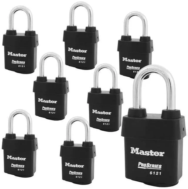 Main image of Eight (8) High Security Pro Series Padlocks w/16 Keys, 6121NKALF-8 w/BumpStop Technology