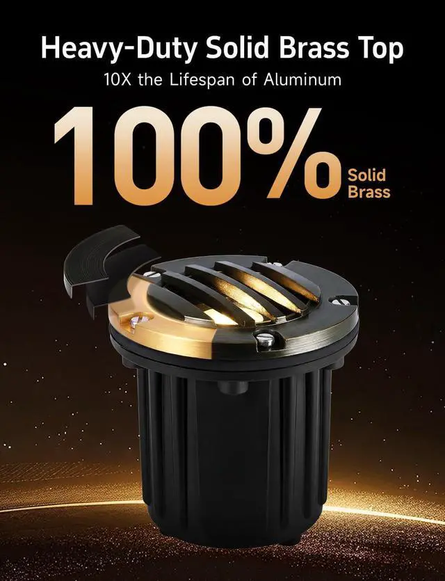 Alt view image 3 of 6 - Low Voltage Landscape Well Lighting - Brass In-Ground Hardwired 12V LED Light, Replaceable Bulb Ip65 Fixture, Antique Bronze for Path Tree Patio with 5000K Daylight White MR16 Bulb