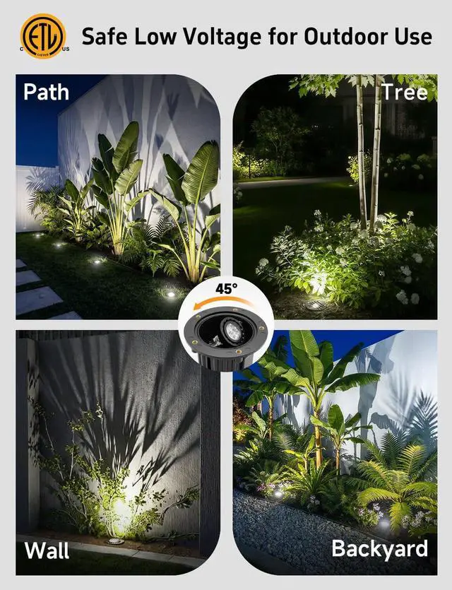 Alt view image 5 of 6 - Low Voltage Landscape Well Lighting - Brass In-Ground Hardwired 12V LED Light, Replaceable Bulb Ip65 Fixture, Antique Bronze for Path Tree Patio with 5000K Daylight White MR16 Bulb