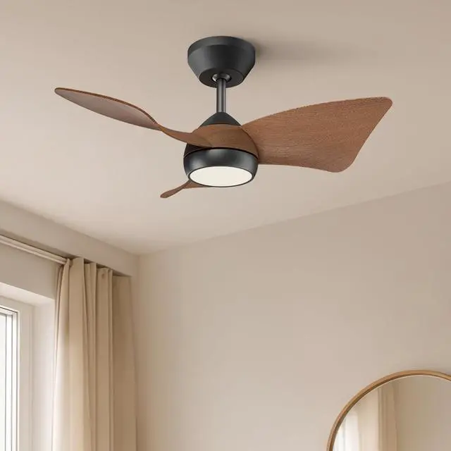 Main image of 30" Small Ceiling Fan with Light Remote Control, Quiet Reversible DC Motor, 6 Speed, Dimmable Memory LED, Modern Ceiling Fan for Bedroom Kids Room, White and Brushed Gold