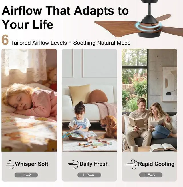 Alt view image 5 of 6 - 30" Small Ceiling Fan with Light Remote Control, Quiet Reversible DC Motor, 6 Speed, Dimmable Memory LED, Modern Ceiling Fan for Bedroom Kids Room, White and Brushed Gold