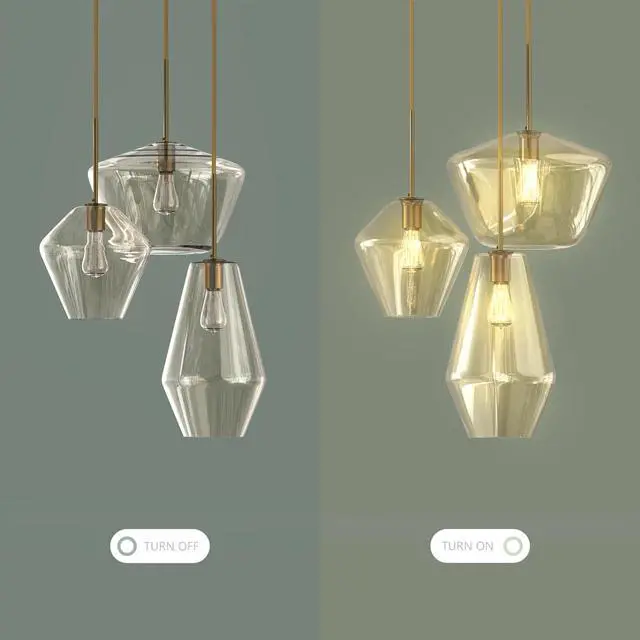 Alt view image 4 of 6 - Modern Glass Pendant Light Champagne Gold Glass Chandelier Lighting Fixtures Dining Room Adjustable Hanging Cluster Pendant Lamp Nordic 3-Light Heads Pendant Lighting for Kitchen Bedroom