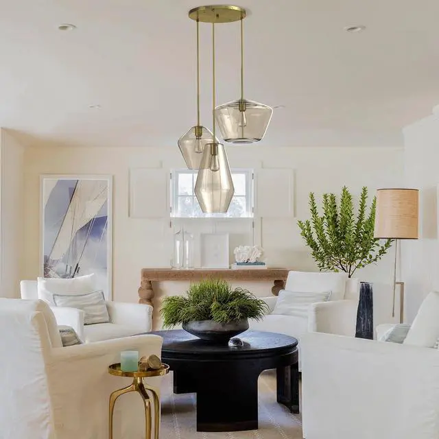 Alt view image 6 of 6 - Modern Glass Pendant Light Champagne Gold Glass Chandelier Lighting Fixtures Dining Room Adjustable Hanging Cluster Pendant Lamp Nordic 3-Light Heads Pendant Lighting for Kitchen Bedroom