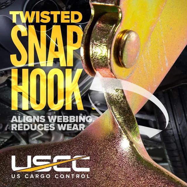 Alt view image 5 of 6 - Twisted Snap Hook Ratchet Straps 2 Inch x 8 Foot (4-Pack), 10,000 LBS Break Strength, Car Tie Down Straps for Trailers, Tie Down Cars, Motorcycles, Race Cars - Low-Profile Ratchet
