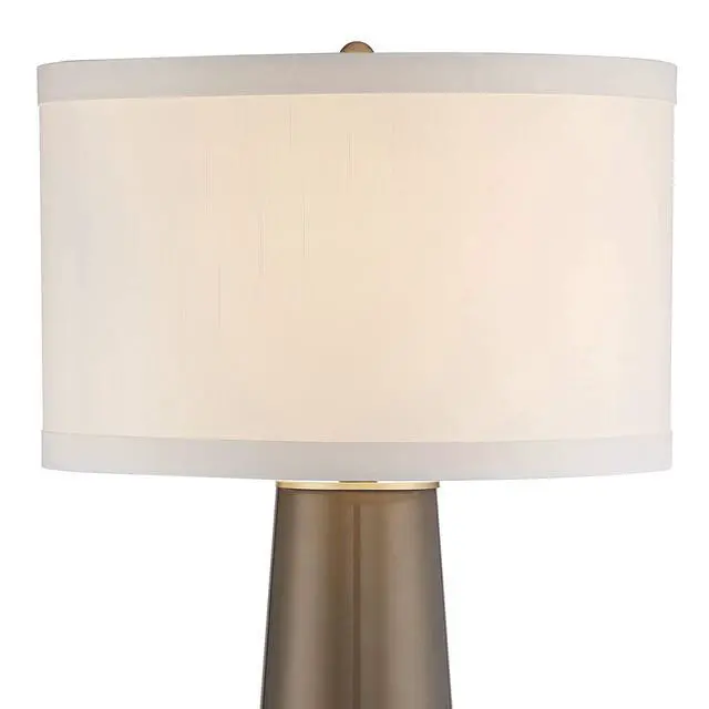 Alt view image 3 of 6 - Karen Modern 3-Way Table Lamp 36" Tall with Dimmer Dark Gold Glass Column Off White Fabric Drum Shade for Bedroom Living Room House Bedside Nightstand Home Office Entryway Family