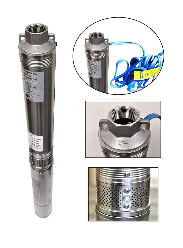 Alt view image 3 of 6 - Hallmark Industries Deep Well Submersible Pump, 2 HP, 230V, 35 Gpm, 400 feet, All Stainless Steel