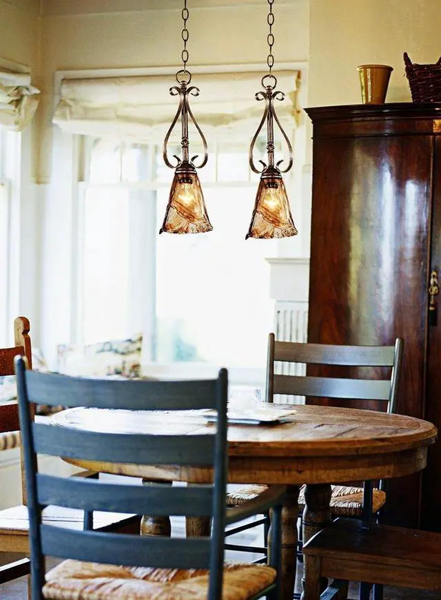 Alt view image 2 of 6 - Amber Scroll Golden Bronze Mini Pendant Lighting Fixture 6" Wide Farmhouse Rustic Art Glass for Cottage Core Dining Room Living House Home Foyer Kitchen Island Entryway High