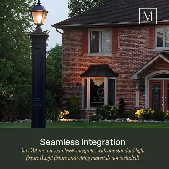 Alt view image 5 of 6 - Liberty Heavy Duty Outdoor Lamp Post with Mount - Easy Install for Porch & Patio Lights, Weather & Fade Resistant, Shock Resistant, Long Lasting Outdoor Lighting Fixtures, White