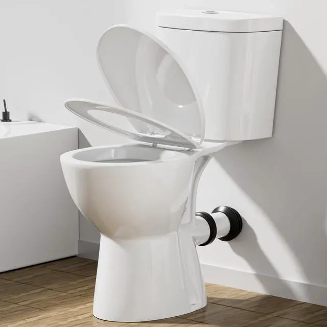 Main image of Rear Outlet Toilet Tall High Toilets for Seniors, Rear Discharge Toilet Round include Extra Extension Pipe & 19 Inch Tall Toliet for Bathroom