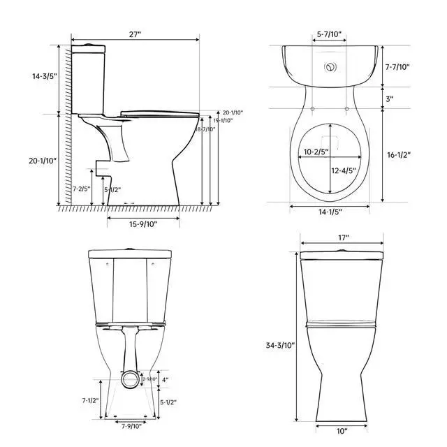 Alt view image 2 of 6 - Rear Outlet Toilet Tall High Toilets for Seniors, Rear Discharge Toilet Round include Extra Extension Pipe & 19 Inch Tall Toliet for Bathroom