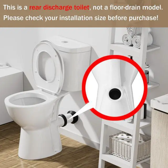 Alt view image 4 of 6 - Rear Outlet Toilet Tall High Toilets for Seniors, Rear Discharge Toilet Round include Extra Extension Pipe & 19 Inch Tall Toliet for Bathroom