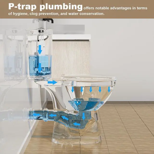 Alt view image 5 of 6 - Rear Outlet Toilet Tall High Toilets for Seniors, Rear Discharge Toilet Round include Extra Extension Pipe & 19 Inch Tall Toliet for Bathroom