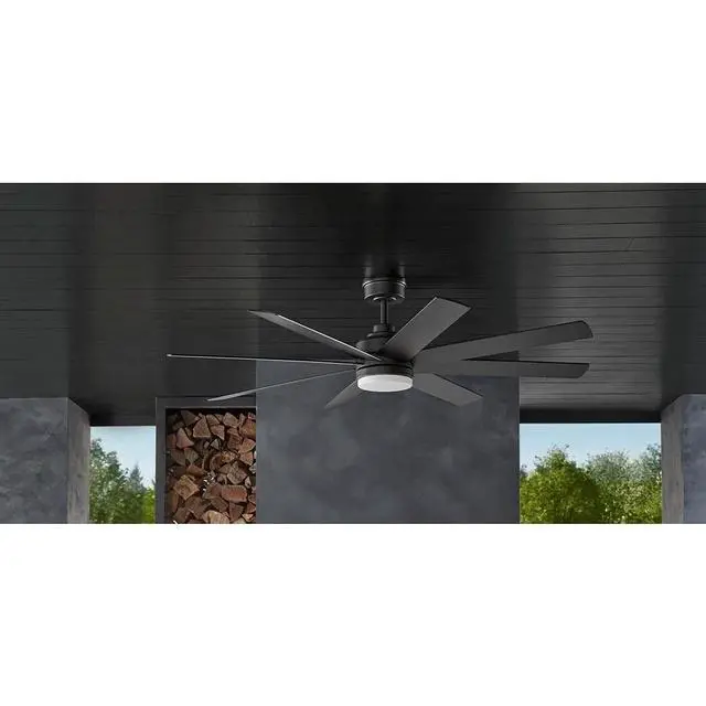 Alt view image 2 of 6 - Celene 62 in. LED Indoor/Outdoor Matte Black Ceiling Fan with Light and Remote Control with Color Changing Technology YG908A-MBK