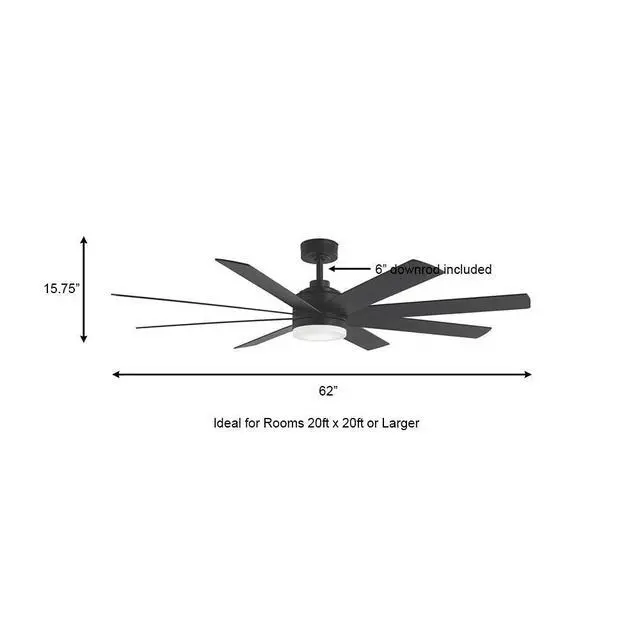 Alt view image 4 of 6 - Celene 62 in. LED Indoor/Outdoor Matte Black Ceiling Fan with Light and Remote Control with Color Changing Technology YG908A-MBK