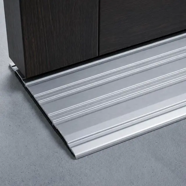 Alt view image 3 of 4 - 8 FT - 6" Wide x 1/4" High Fluted Aluminum Door Threshold, 96" Long Exterior Door Threshold, Metal Transition Strip for Doorways, Door Saddle with Screws, Silver, Made in USA