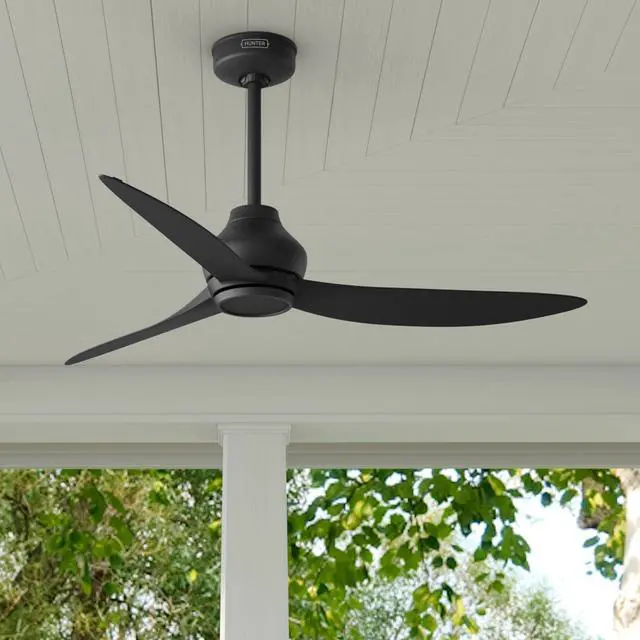 Alt view image 2 of 6 - Mazzini Indoor/Outdoor Ceiling Fan, Remote, 52-inch, Casual-style, 6-speed DC Motor, Energy Star, for porches, patios, sunrooms, bathrooms (Matte Black)