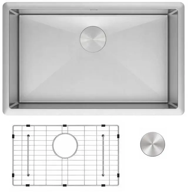 Main image of Zuhnë Modena 23-Inch Undermount Kitchen Sink, Single Bowl 16 Gauge T304 18/10 Stainless Steel, Brushed Finish, Sound Guard, 23 x 18 x 10 in