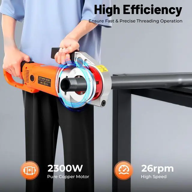 Alt view image 3 of 6 - Electric Pipe Threader, 2300W Pipe Threading Machine Pipe Thread Cutting Tool Pipe Threading Kit with 6 Dies (2'', 1-1/2'', 1-1/4'', 1'', 3/4'', 1/2'') for Plumbing Installation Construction Sites