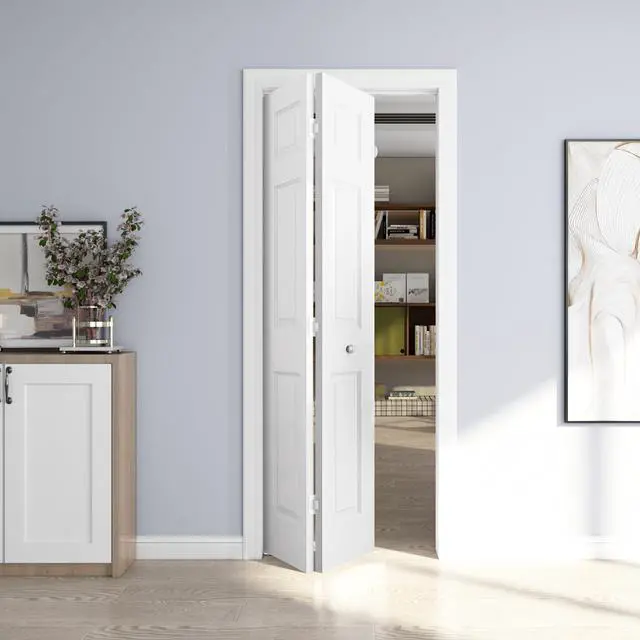 Main image of 30in. x 80in. Bifold Door, 6 Panel Primed Bifold Interior Doors, Hollow Core Bi Fold Closet Door with Hardware Kit Include, Folding Doors for Laundry, Pantry & Bedroom