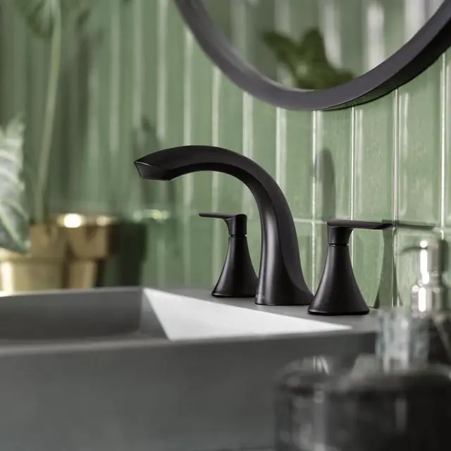 Alt view image 2 of 6 - Findlay Matte Black Adjustable Widespread Bathroom Faucet 2-Handle Setup with Valve Included, 84517BL