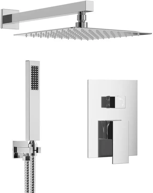 Main image of 10 Inch Shower Faucet Set, High Pressure Rainfall Shower Head and Handheld Sprayer Combo, Polished Chrome