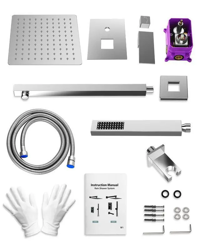 Alt view image 6 of 6 - 10 Inch Shower Faucet Set, High Pressure Rainfall Shower Head and Handheld Sprayer Combo, Polished Chrome