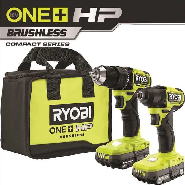 Main image of ONE+ HP 18V Brushless Cordless Compact 1/2 in. Drill and Impact Driver Kit with (2) 1.5 Ah Batteries, Charger and Bag