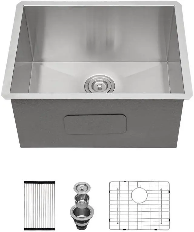 Main image of 24" x 18" x 12" Undermount Laundry Room Sink 16 Gauge 304 Stainless Steel 12" Deep Single Bowl Under Counter Laundry Utility Outdoor Sink Basin