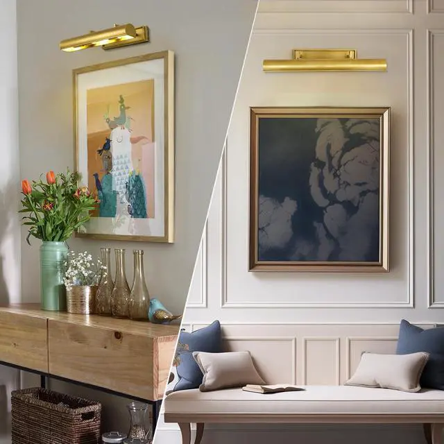 Alt view image 4 of 6 - 24in Modern Brass Picture Lights for Wall Hardwired, 4 Light Gold Wall Picture Light for Above Picture Frame, Accent Light for Living Room, Bookcase, Library Display (Includes Bulbs)