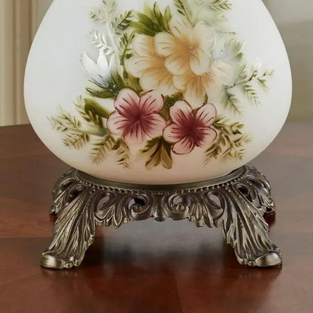 Alt view image 2 of 4 - Abigail Hurricane Style Parlor Table Lamp | Antique Victorian Aesthetic, Hand Painted, Floral Designs, Vintage Style Lighting, Bedroom, Living Room, Foyer