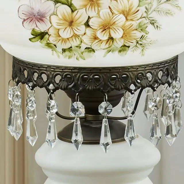 Alt view image 4 of 4 - Abigail Hurricane Style Parlor Table Lamp | Antique Victorian Aesthetic, Hand Painted, Floral Designs, Vintage Style Lighting, Bedroom, Living Room, Foyer