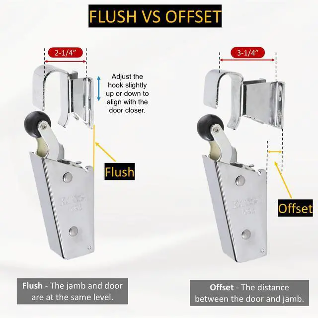 Alt view image 6 of 6 - Kason 1095 Spring Action Door Closer for Heavy Walk-in Coolers/Freezers with Adjustable Wide Hook, Flush to 3/4" Offset