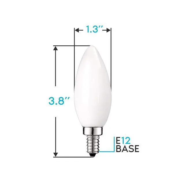 Alt view image 3 of 6 - LED Chandelier Light Bulbs, E12 LED Bulb Dimmable, 60 Watt Equivalent, 2700K Warm White, Frosted LED Candelabra Bulb, Torpedo Tip Glass, 450 Lumens, UL Listed (24 Pack)