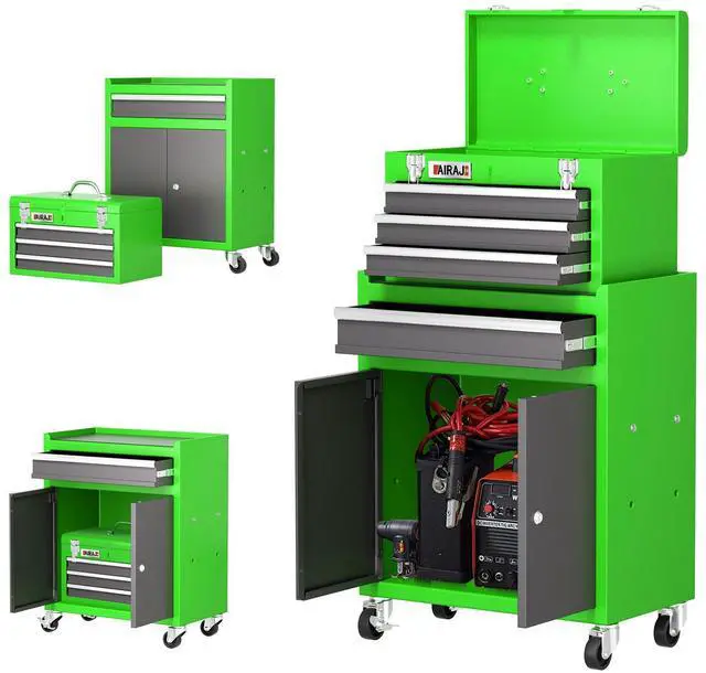 Main image of Tool Chest 4 Drawer,Large Rolling Tool Chest with Wheels,Detachable Top Tool Box,Metal Rolling Tool Box with Wheels for Garage Workshop,Green