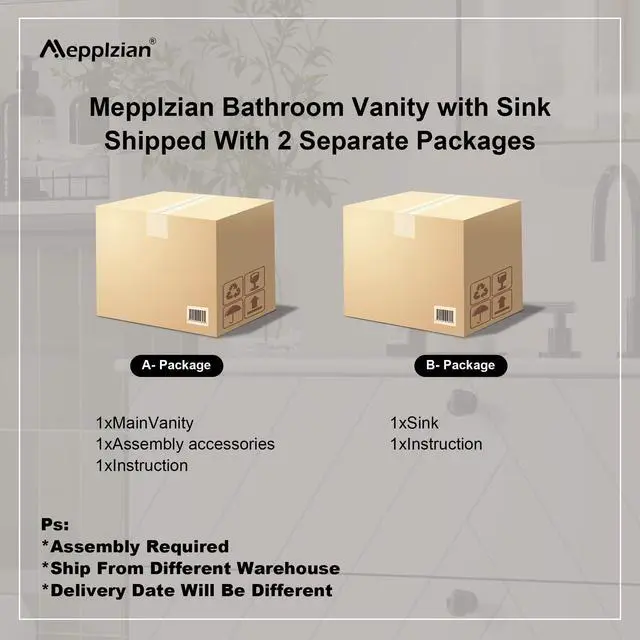Alt view image 5 of 6 - 30" Floating Bathroom Vanity with Sink Combo, Modern Wall Mounted Bathroom Vanity with Sink, Bathroom Sink Cabinet with 2 Fluted Drawers, Undermount White Sink