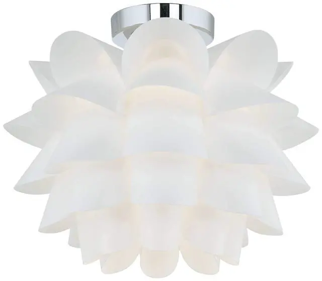 Alt view image 2 of 6 - White Flower Modern Ceiling Light Semi Flush-Mount Fixture 15 3/4" Wide Chrome for Bedroom Kitchen Living Room Hallway Dining Bathroom Schoolhouse House