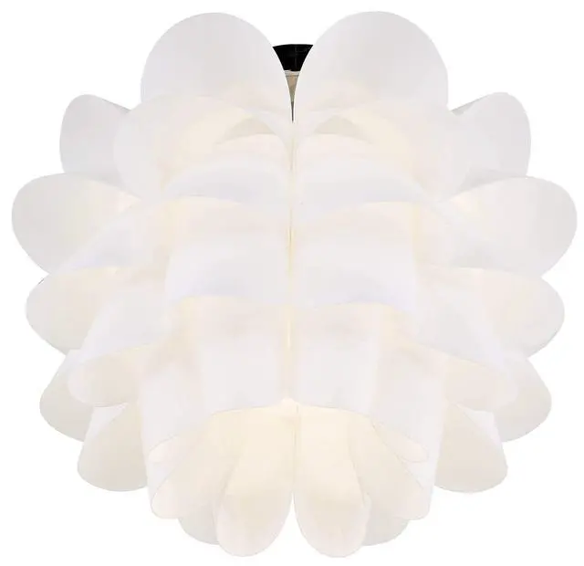 Alt view image 5 of 6 - White Flower Modern Ceiling Light Semi Flush-Mount Fixture 15 3/4" Wide Chrome for Bedroom Kitchen Living Room Hallway Dining Bathroom Schoolhouse House