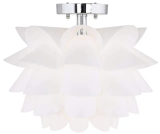 Alt view image 6 of 6 - White Flower Modern Ceiling Light Semi Flush-Mount Fixture 15 3/4" Wide Chrome for Bedroom Kitchen Living Room Hallway Dining Bathroom Schoolhouse House
