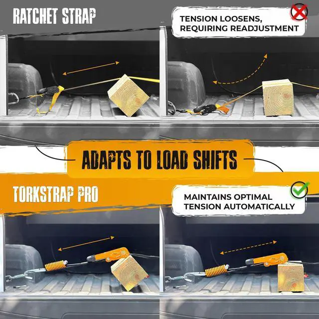 Alt view image 2 of 6 - Pro 25' x 2'' Self Tensioning Ratchet Straps (10,000LB Break Strength) - Adjusts to Load Shifts - Heavy Duty & Industrial Use - Extra Soft Loops - Heavy UTV, Cargo, ATV, Trucks (4-Pack)