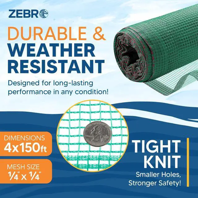 Alt view image 6 of 6 - Fire Retardant Debris Safety Netting (8.6' x 150' - Green) - High Visibility Construction & Scaffolding & Railing & Elevator Netting for Enhanced Safety - Construction Fencing