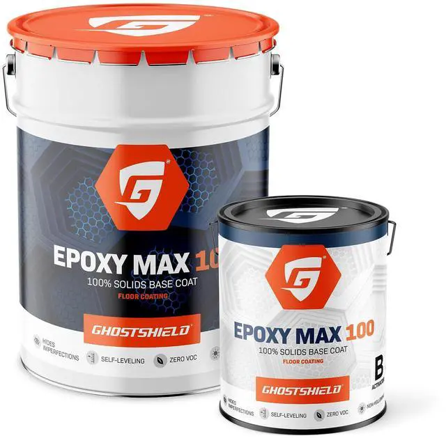 Main image of Epoxy Max 100-3 Gallon Kit -100% Solids Epoxy Floor Kit: Epoxy Resin Coating for Garage Floors and Warehouse Floors - Covers up to 150-450 Square Feet