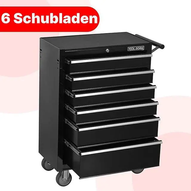 Alt view image 5 of 6 - Tool Cabinet Tool Cart 24.2inch with 6 Drawers and Wheels, Metal Rolling Tool Box Locked Drawers Storage Organizer Cabinet Suitable for Garage, Warehouse, Repair Shop, Workshop