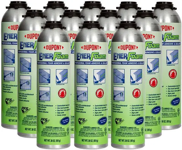 Main image of Enerfoam 30oz Sealant - Fireblock Rated, Polyurethane Expanding Foam Sealant. Gaps and Cracks Filler. Water Resistant, Closed Cell, Spray Foam Insulation. Pack of 12. Applicator Gun Not Included