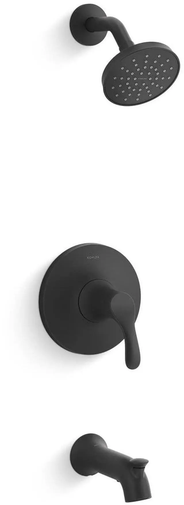 Main image of TS27391-4G-BL Simplice Rite-Temp Bath and Shower Trim Set with Single-Function Showerhead 1.75 GPM, Diverter Bath Spout, Wall-Mount Shower Head and Bath Faucet, Matte Black