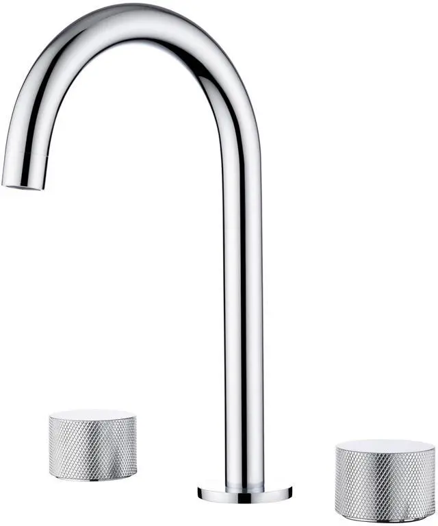 Main image of 8-Inch Widespread Bathroom Sink Faucet with Drain Assembly, Solid Brass 2-Handle 3-Hole Vanity Faucet, Chrome Finish, Corrosion Resistant Bathroom Faucet