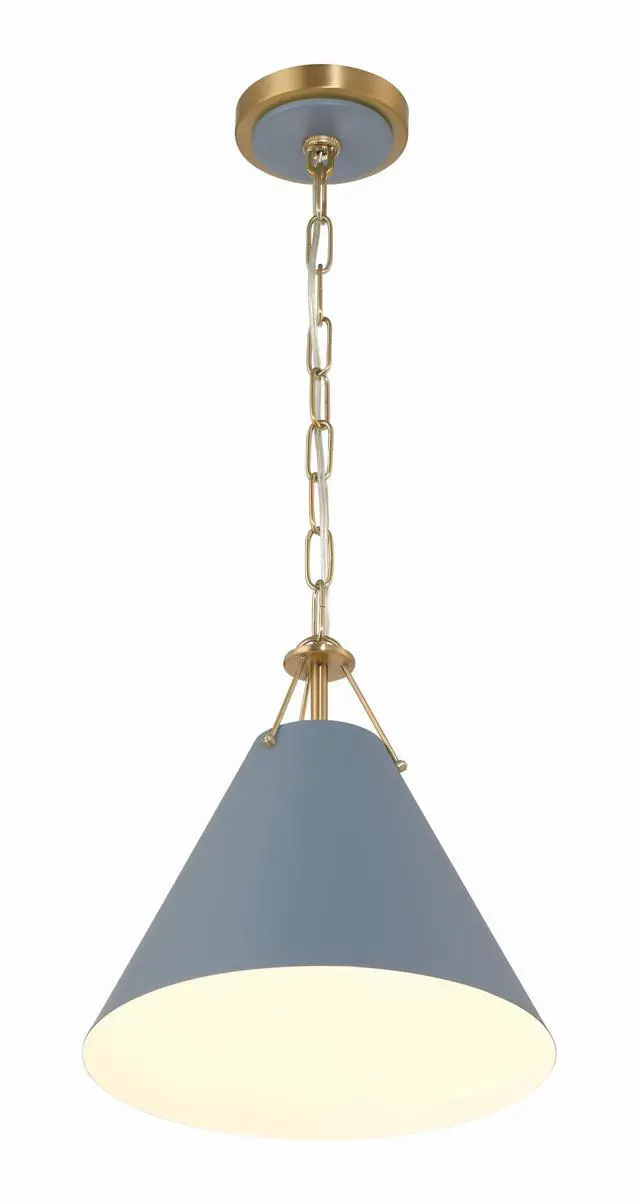 Alt view image 4 of 6 - Xavier 12'' Vibrant Gold + Blue Pendant