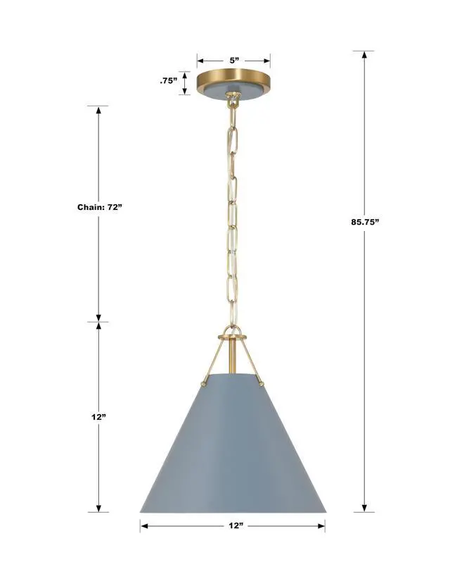 Alt view image 6 of 6 - Xavier 12'' Vibrant Gold + Blue Pendant