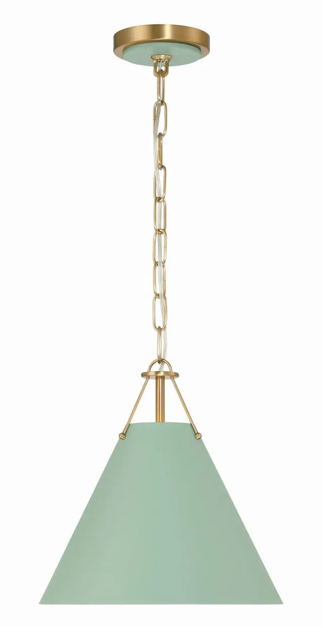 Alt view image 2 of 6 - Xavier 12'' Vibrant Gold + Green Pendant
